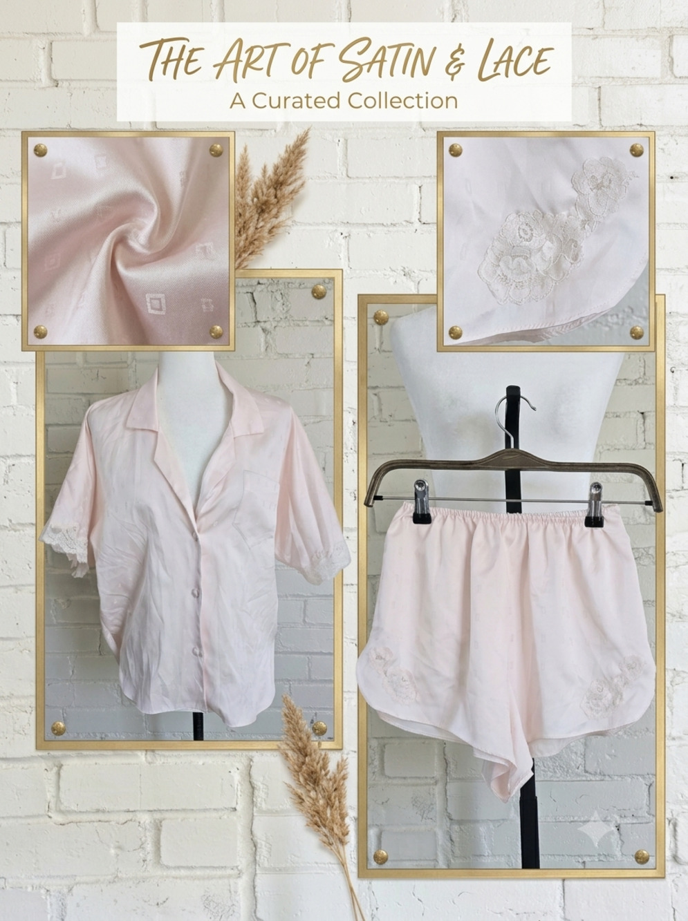 Vintage Miss Elaine Coquette Pastel Pink Satin Pajama Set ILGWU 70/80s Dollette